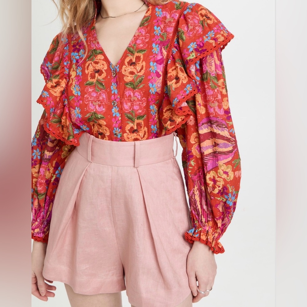 Farm Rio Red Spring Bananas Blouse NWT - Picture 10 of 11